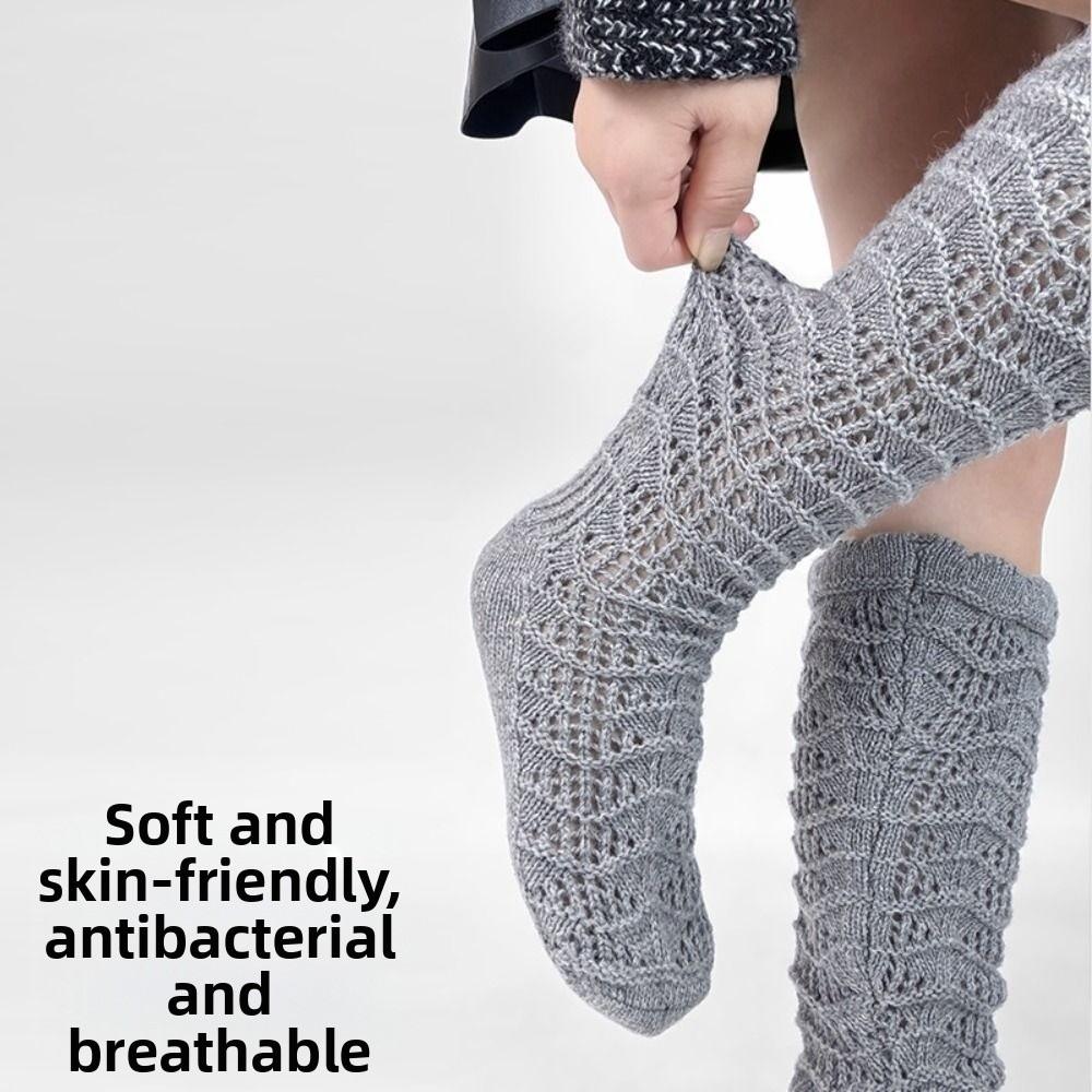 New Knitted Hollow Calf Socks Warmth Harajuku Street Stacked Long Tube Socks Casual Breathable Mid Tube Socks Women Girls