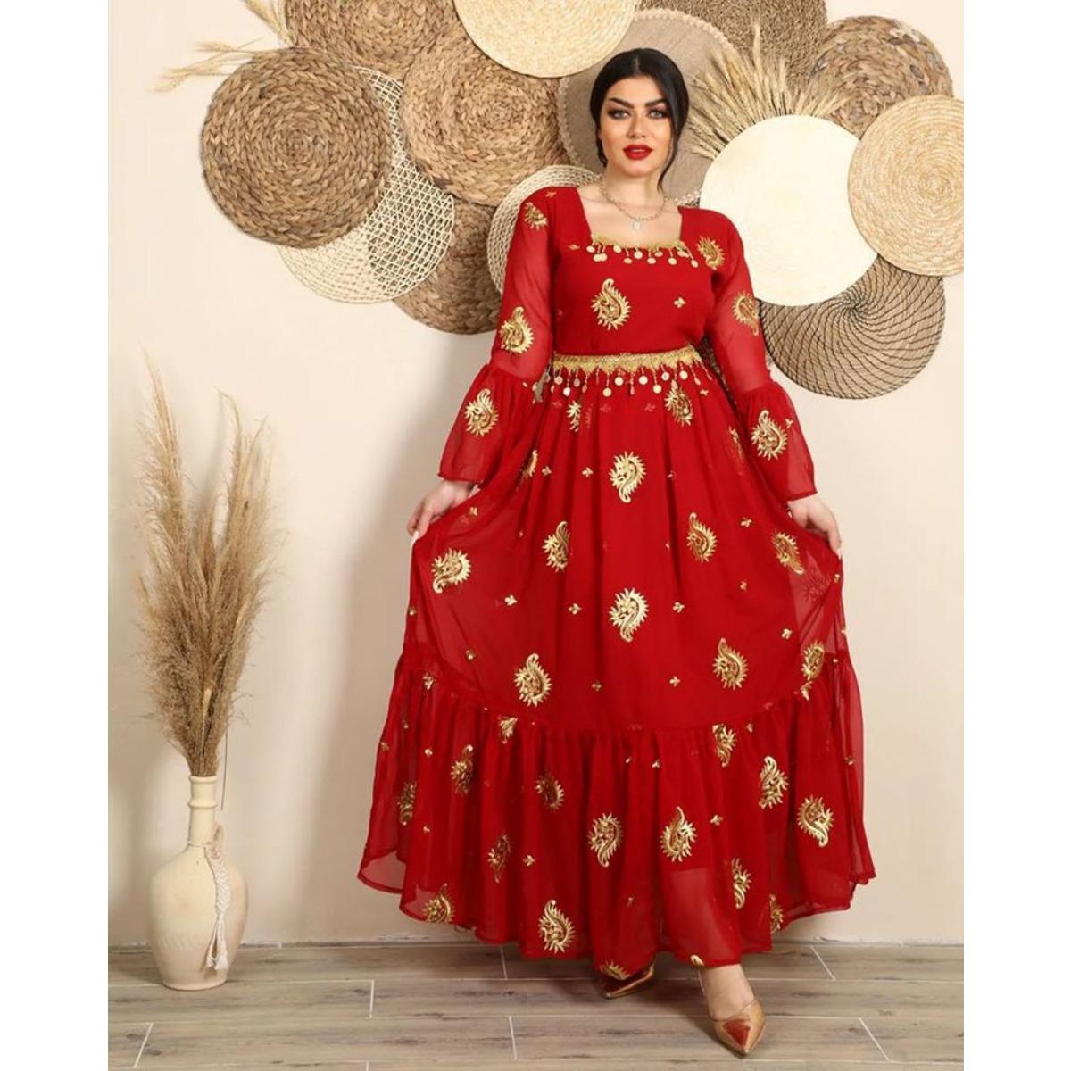 Spring Summer New Women s Sexy Chiffon Embroidered Dress with Belt XS