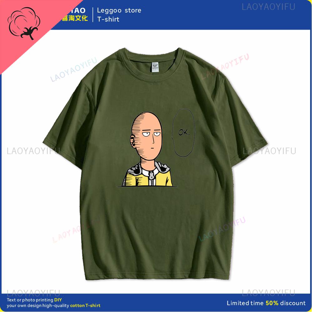 One Punch Man Says Ok Cartoon Hip Hop Crew Neck Casual Fashion Street Wear Trend Summer Comfortable Men Women Universal Tshirt