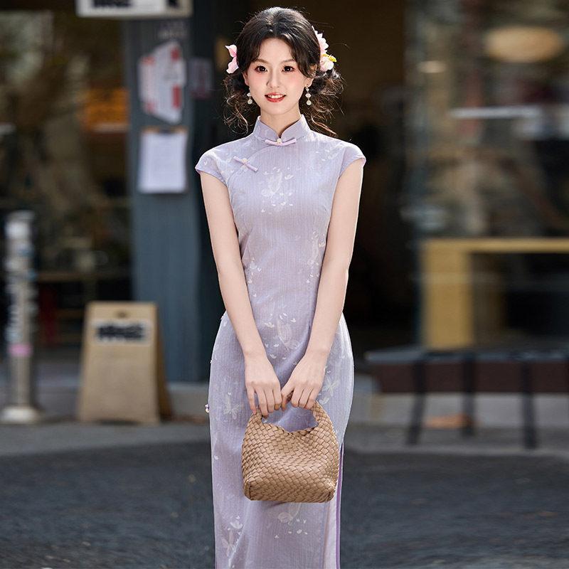 Purple Sleeveless National Style New Chinese Daily Suzhou Long Cheongsam Improved Young 1011 New Women's High Sense