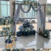 Artificial Flower Column Wedding Decorations with Car Delivery Ceremony and Roman Style Welcome Board