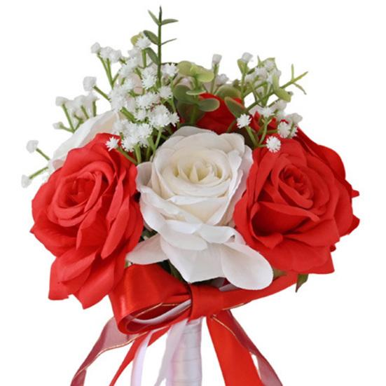 Bröllopsbuketter för Brud Brudtärna Konstgjord Fusk Silke Ros Blomma Brudbukett för Bröllop Bal Ceremoni Hemkomst Jubileum Dekor