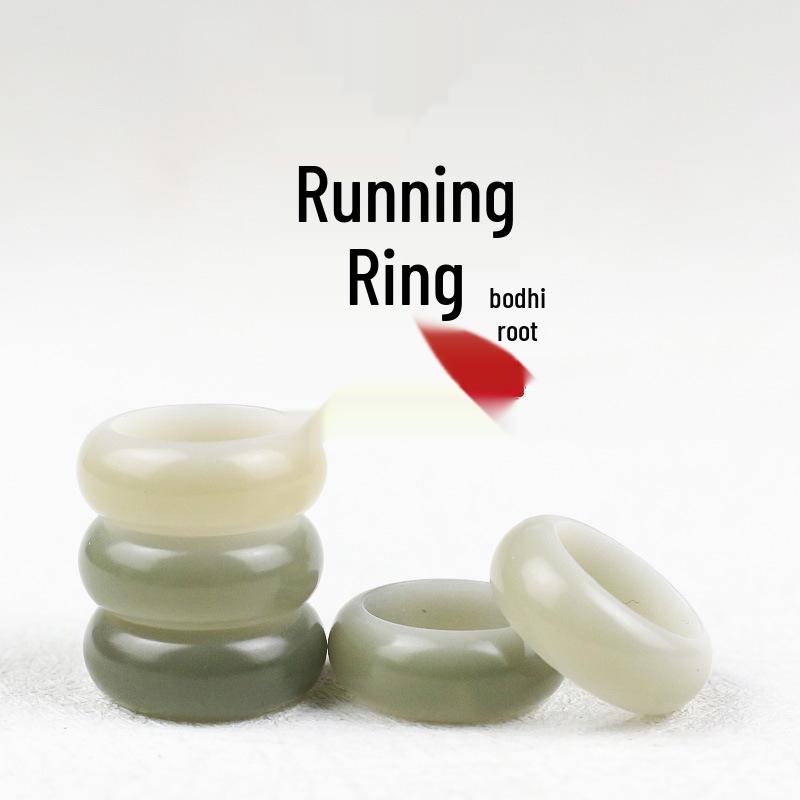 Natural White Jade Bodhi Root and Seed Bracelet with Floating Green Ring Beads - Buddhist Wenwan DIY Accessory.