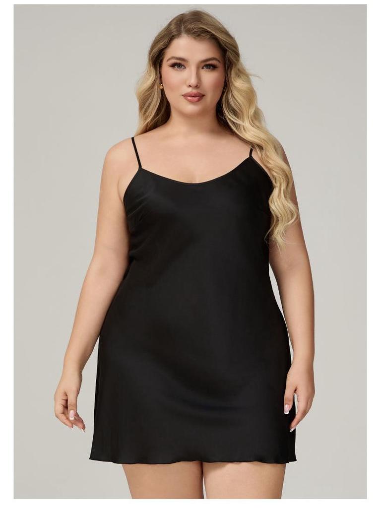 Yaoting Plus Size Spaghetti Strap Satin Chiffon Pajamas for Women - Summer Nightgown Homewear