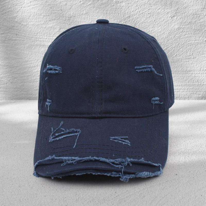 Casquettes de baseball personnalisées déchirées pour hommes et femmes, été tendance, polyvalentes, dessus souple, bord incurvé, chapeau de soleil, casquette à visière