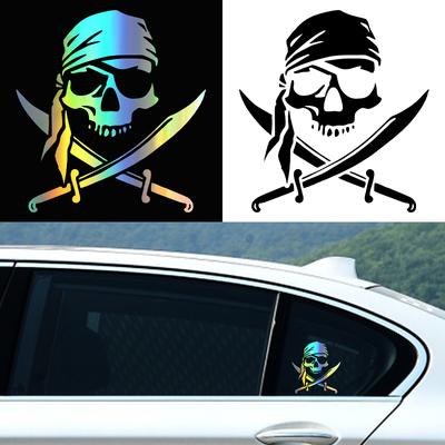 G172 Naklejka z czaszką pirata, 15x16cm Wodoodporna, odporna na zarysowania naklejka winylowa, Dekoracja maskująca rysy na motocykl, SUV, samochód