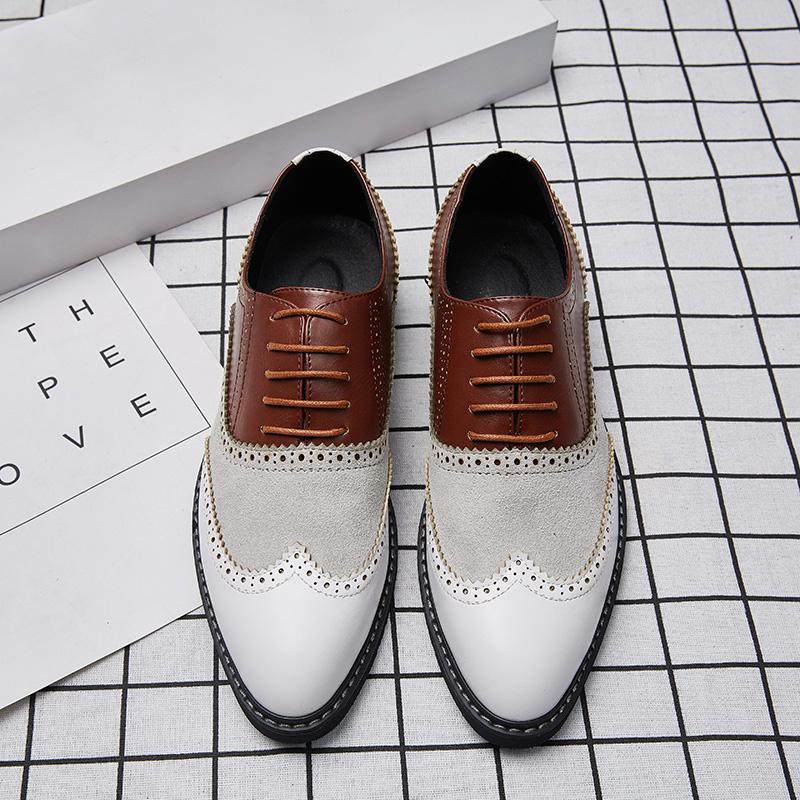 

Fashion Golden Sapling Retro Brogue Shoes Men s Oxfords Elegant Dress Flats for Men Fashion Party Footwear Casual Business Formal Shoe 38 белый