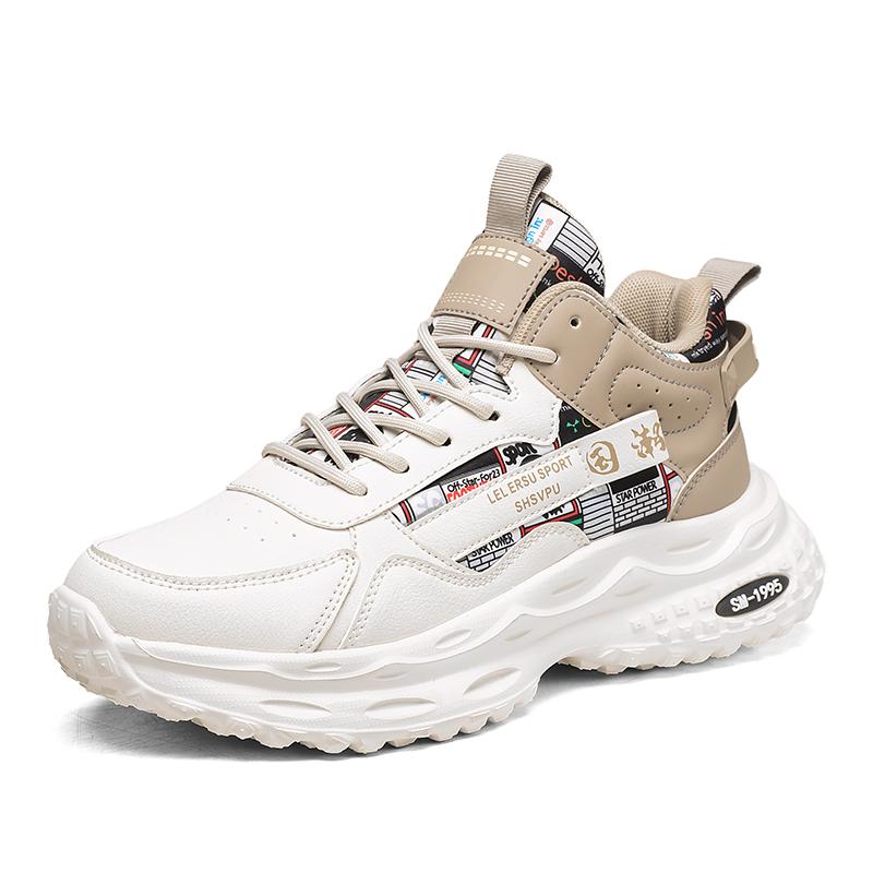 

Mens Walking Shoes 2026 New Fashionable Printed Thick Bottom Cosy Daily Outdoor Commuting Leisure Trendy Sports Shoes for Men 40 хаки