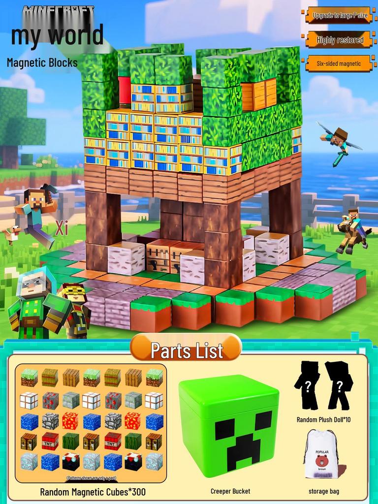 Minecraft TNT Magnetic Building Block Puzzle - Children's Magnetic Iron Cubes Toy