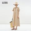 LESS 2025 Summer Cotton Short Sleeve Long Dress