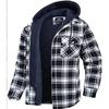 Veste chemise en flanelle pour homme avec capuche amovible Manteaux d'hiver doublés matelassés à carreaux Sweat à capuche épais Vêtements d'extérieur Chemises polaires pour homme