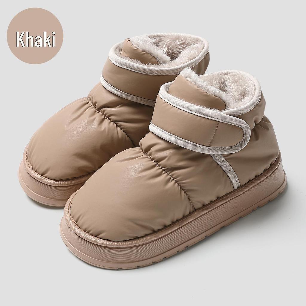 Waterproof High-Top Cotton Slippers - Thick Velvet-Lined for Extreme Cold, Autumn/Winter Outdoor Wear, Closed-Back Design