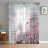 Landscape Ink Painting Tulle Window Curtains Living Room Organza Yarn Sheer Voile Curtain Bedroom Kitchen Home Decor Drape