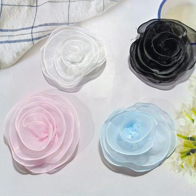 Handmade Rose Flower Brooch Multi-layer Yarn DIY Pin-Up Brooch Clothing Dress Decoration Sewing Applique Vintage Lapel Pins