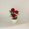 Multi-Bloom Artificial Rose Potted Flowers Red Plastic Fake Flower  Home Decor
