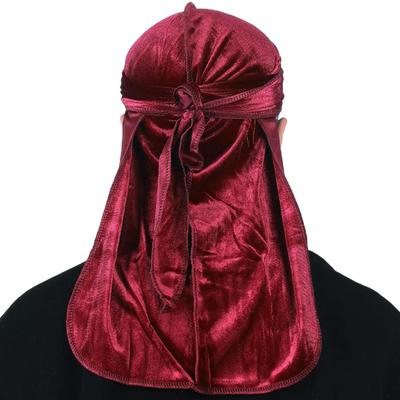 Trifong Velours Durag Rot Hip Hop Seidig Atmungsaktiv Piraten Kopftuch Tanz Wellen Afro Kappe Tauchtuch Hiphop Kostüm Tanzkostüm Rapper Breakdance Tänzer