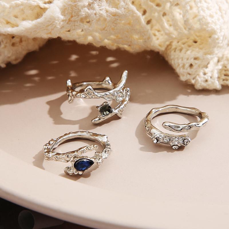 Y2k Kristall Herz Ringe Set Für Frauen Mädchen Vintage Zinklegierung Farbe Unregelmäßige Ringe Mode Kpop Zirkon Ringe Party Zirkon Geschenke