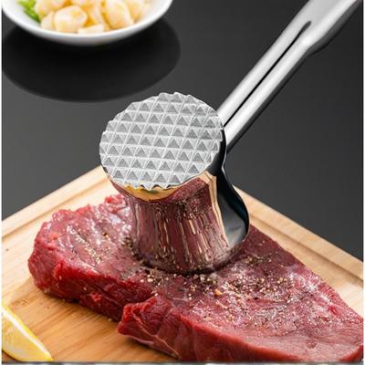 Ergonomic Handle 304 Stainless Steel Meat Tenderizer Hammer Precision Cast Meat Softening and Steak Tenderizing Household Use