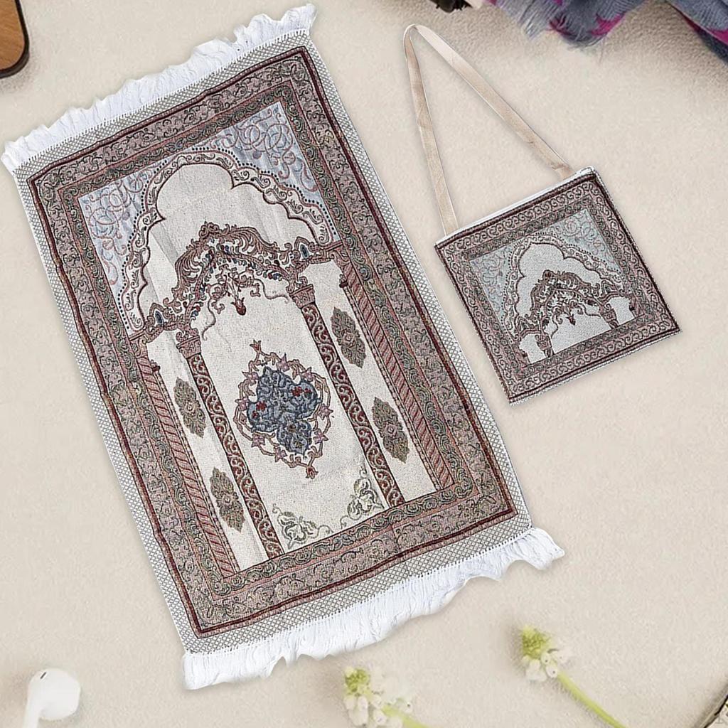 Islamic Muslim Prayer Mat Tassel Decor Soft Blanket Eid Rugs for