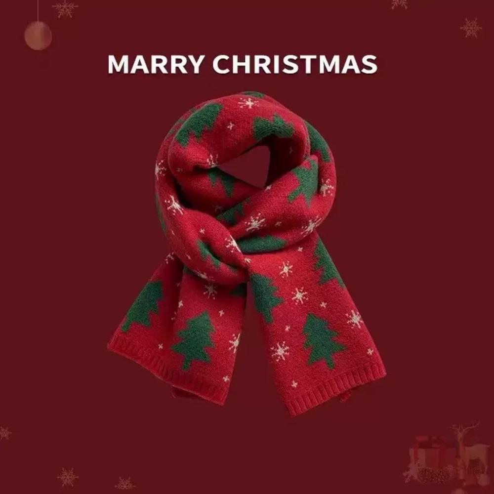 Christmas Tree Jacquard Knitted Scarf Keep Warm Winter Knitted Scarves  Lovers Gift