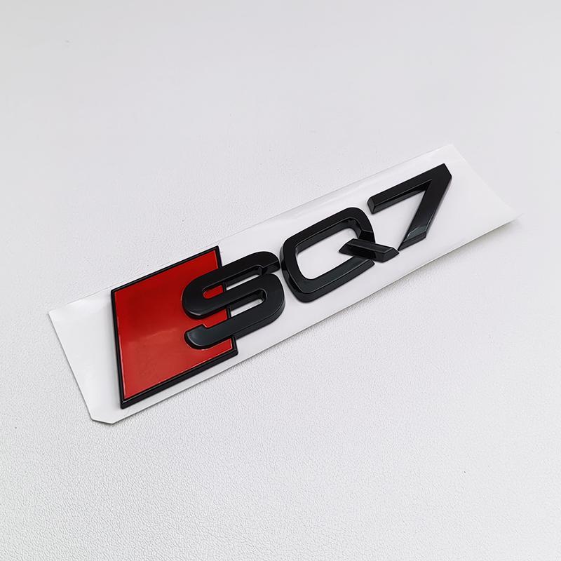 3D ABS Black Audi Logo SQ5 SQ3 SQ8 SQ7 Emblem Letters Sticker Car Rear Trunk Badge Decal For Audi SQ 3 5 7 8 Auto Accrssorie