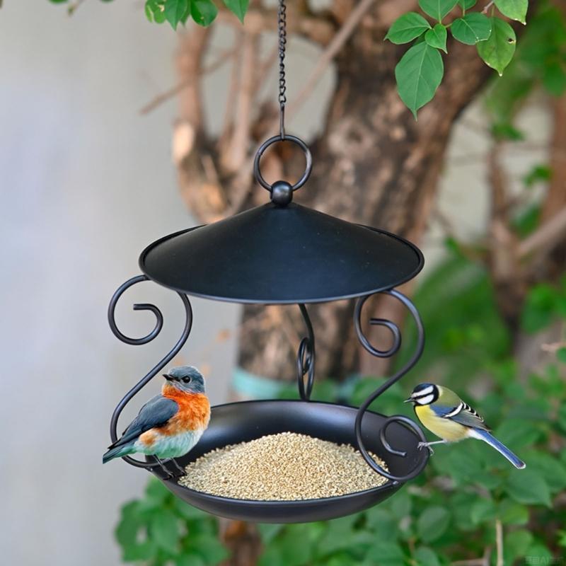 Squirrels Proof Outdoor Bird Feeder Metal Construction Feeding Ports Weatherproof Roof Design For Finches