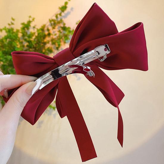 Hairpin Smooth Satin Hand-Sewn Three-Dimensional Ribbon Large Bow Hair Clip Hair Styling Tool Hair Accessories
