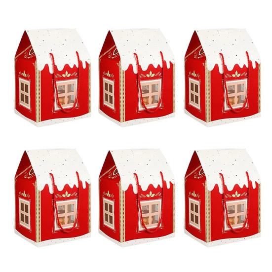 Christmas Cottage Gift Box 3D Pop Up House Boxes Festive Paper Craft with Snowflake Designs Reusable Holiday Packaging for Cookies Candies Small