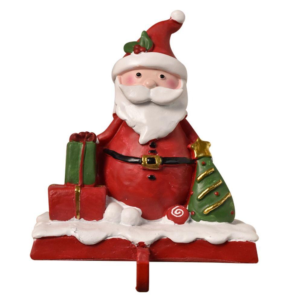Resin Santa Claus Snowman Hook Non-skid Fireplace Mantel Stand Hanger  Party Favors