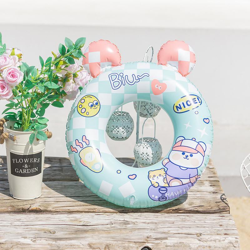 

Cute Children Baby Little Bear Thickened With Ears Inflatable Ring Swimming зелёный