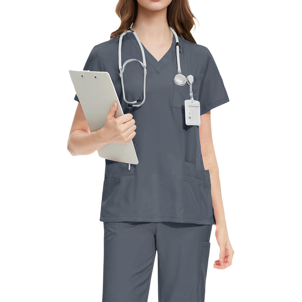 Ladies' Comfortable And Casual Solid Color Short Sleeved Pants Protective Suit Set