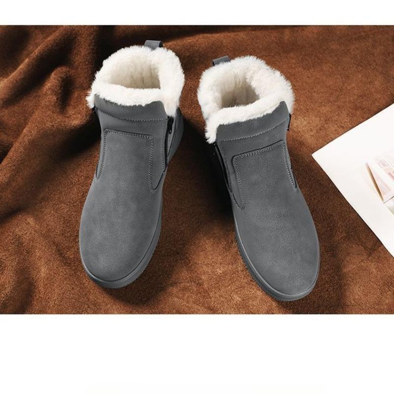 Herren Übergröße Dicke Sohle Winter Warm Fell Eins Schneestiefel Gepolstert Gefüttert Stiefeletten Rutschfest Wandern Lässig Sport Baumwollstiefel