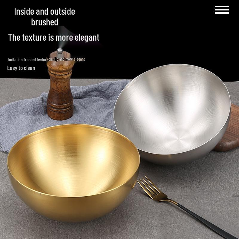 Korean Style Large Stainless Steel Bowl for Salads, Soups, Noodles, BBQ, and Bibimbap Cooking