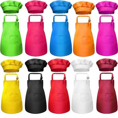 Children Chef Apron for Kitchen Boys Girls, Baby Pinafore+Hat Sets, Perfect for Kitchen Craft Painting Cooking WQ004