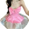 Bow-Knot Sling Dress with Chest Pads: Slim Fit, Waist-Cinching A-Line Short Skirt