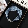Chinese retro multi-functional magnetic women's silk scarf small strip diamond magnetic buckle small scarf
