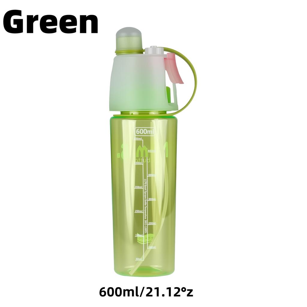 1/4 szt. Szczelne butelki na wodę 600 ml Butelka sportowa ze spryskiwaczem i znacznikiem czasu na zajęcia na świeżym powietrzu, fitness, przenośna butelka do picia