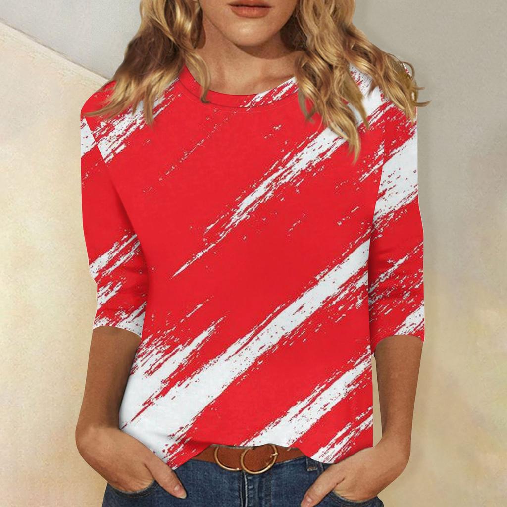 Women's Fashion Casual Three-quarter Sleeve Halloween Printed Round Neck Top