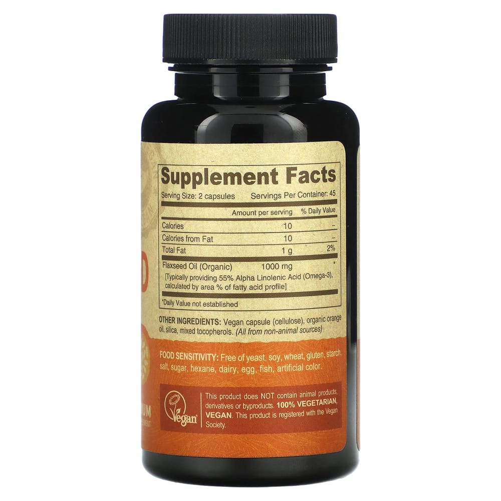 Deva Premium Vegan Flaxseed Oil Veggie Capsules, 90 Count