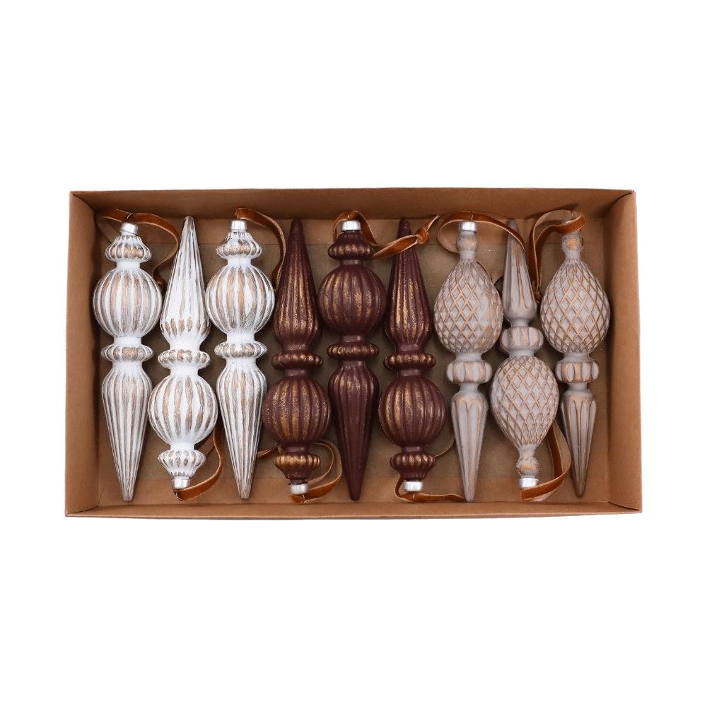Kunststoff Material Weihnachtsbaumschmuck 9 Stück/Karton Weihnachts-Hängeschmuck Set Kamindekoration