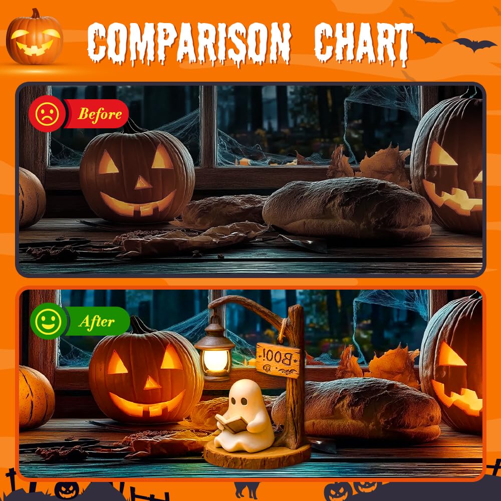 New 3D resin Halloween warm light with reading ghost night light brown 1 pieces