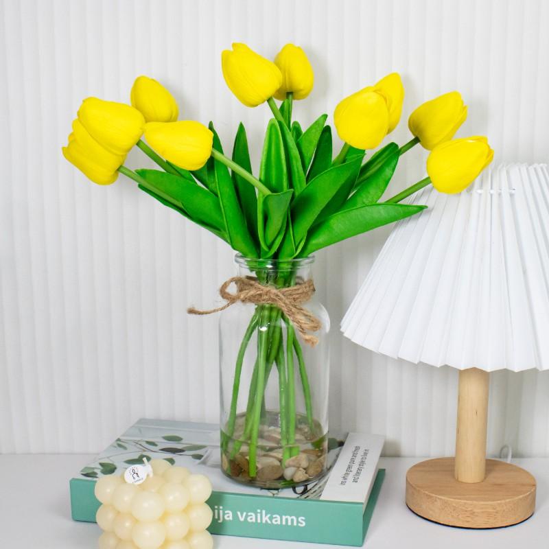 Artificial Tulip Flowers PU Fake Floral Bouquet Wedding Home Decor Photography Prop