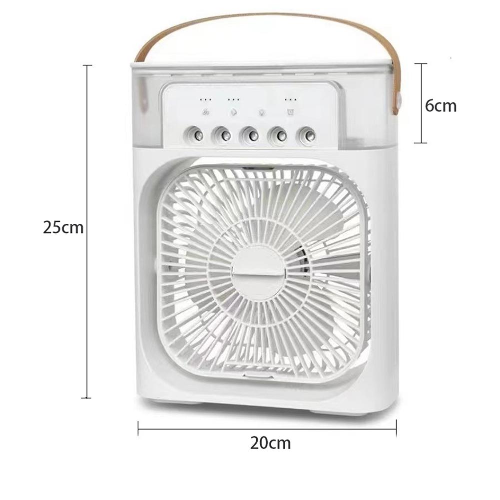 3-in-1-Luftkühler, tragbarer elektrischer USB-Lüfter, Klimaanlagen, LED-Nachtlicht, 5-Loch-Wassernebel-Lüfter, Home-Desktop-Luftkühlungslüfter