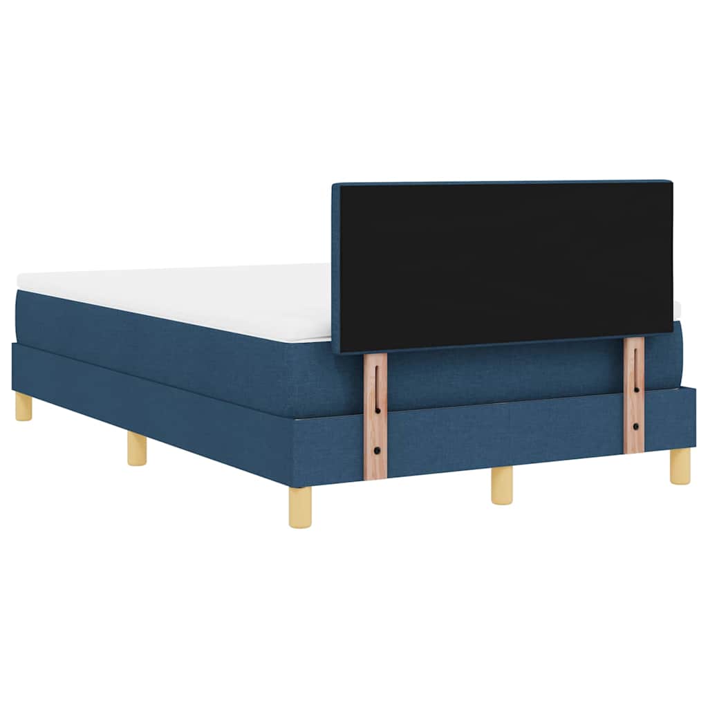 Blue Box Spring Bed with Pillows and Adjustable Headboard 120 x 200 cm Fabric