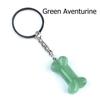 1Pc Reiki Healing Natural Stone Keychain Key Finder Bone Shape Crystal Gemstone Pendant Key Chain for Decor Phones, Bag, Halloween Gifts 20×34 Mm