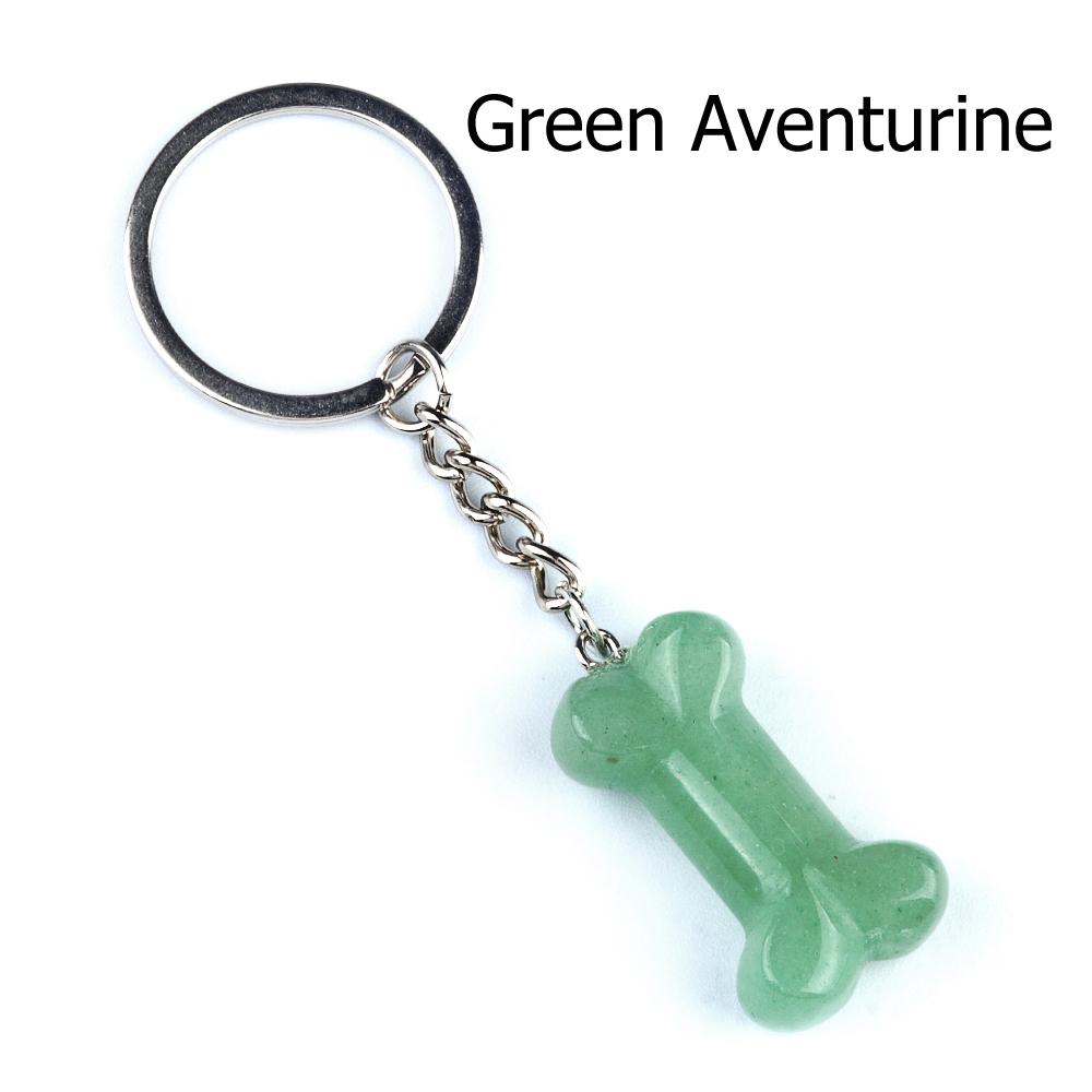 1Pc Reiki Healing Natural Stone Keychain Key Finder Bone Shape Crystal Gemstone Pendant Key Chain for Decor Phones, Bag, Halloween Gifts 20×34 Mm