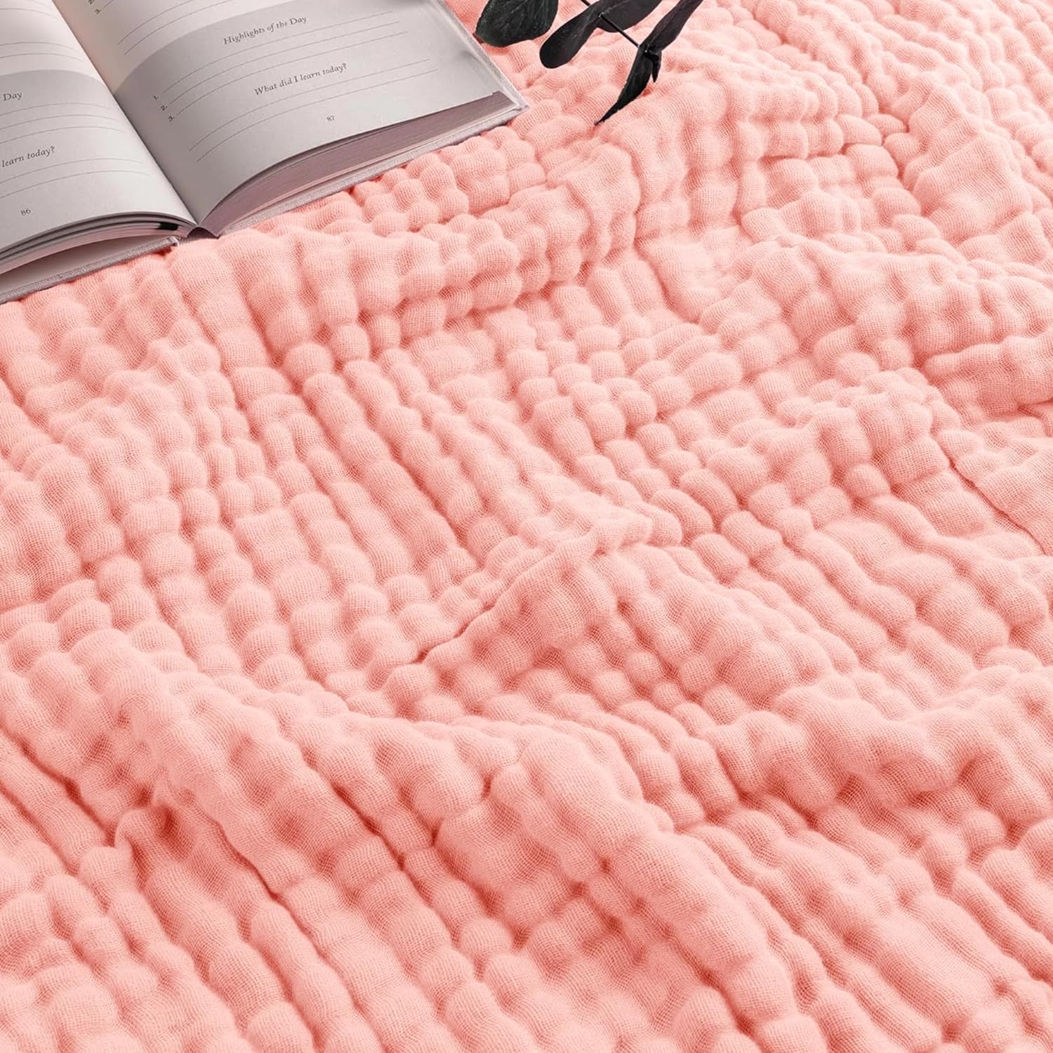 

EMME Марля Идеально для воздуха и 203 x 229 Детское одеяло из 6 слоев, 100% хлопок, без добавок, стирается, предварительно окрашено, 100% хлопок, влагоотводящее,