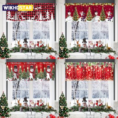Weihnachtsvorhang Weihnachts-Stangentasche Fensterdekoration für Wohnzimmer Küche Schlafzimmer Weihnachtsdekorationen für Zuhause 2025