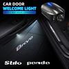 2pcs USB Rechargeable For Panda Bravo Stilo 500 595 Abarth Logo Car Door HD LED Lamps Projector Courtesy Welcome Lights