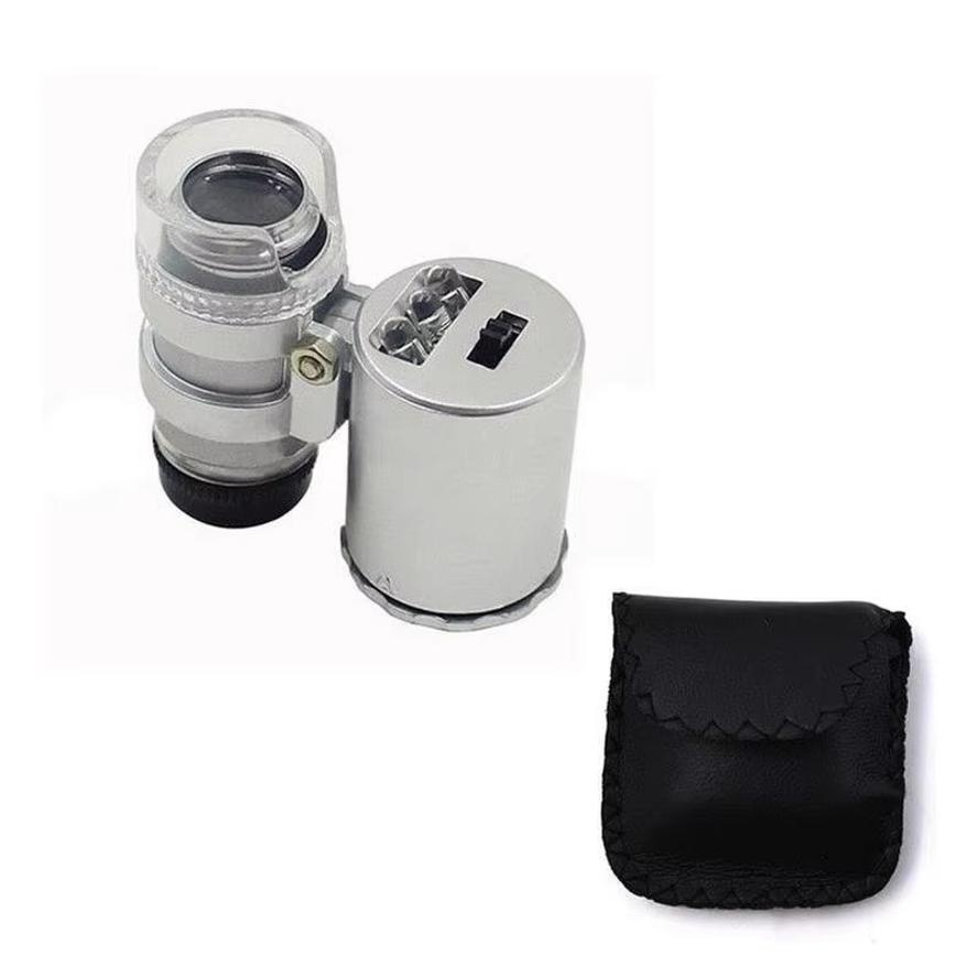 1 Pcs Mini 60X Microscope LED Jewelry Loupe UV Currency Detector Portable Magnifier Magnifying Eye Lens Magnifying Glass Loupe